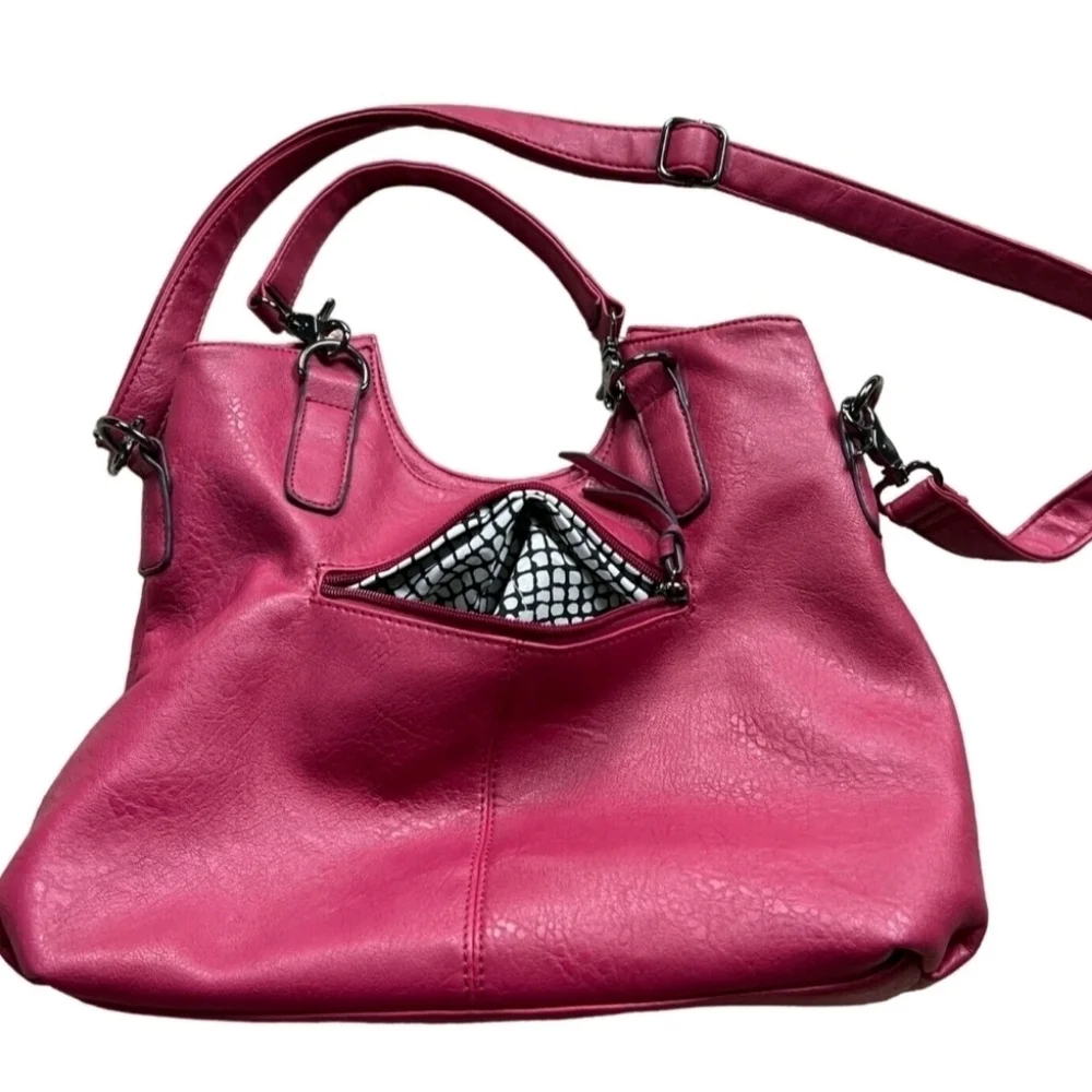 Black Rivet Pink Purse Coquette Vegan Faux Leather